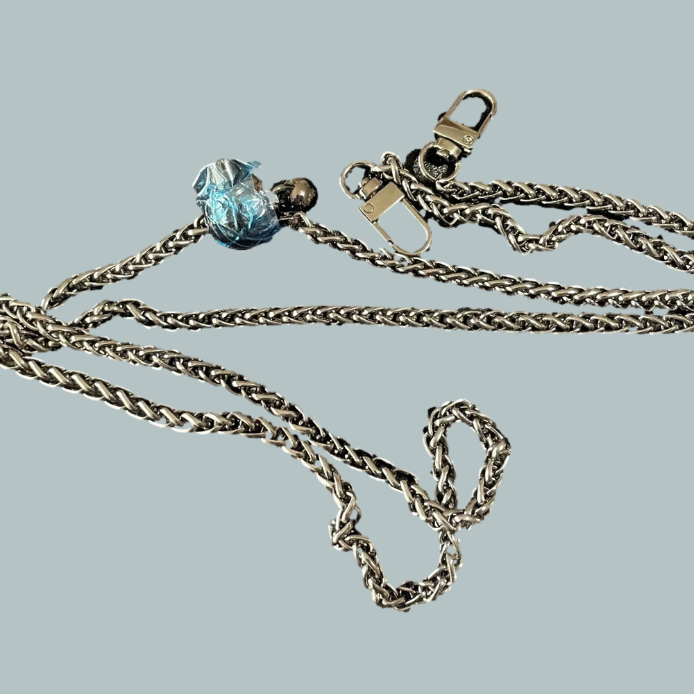 Silver Crossbody Bag Chain Blue Accent